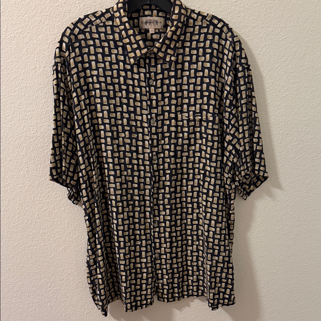 Men's Geometric Black And Cream Shirt Size Xl